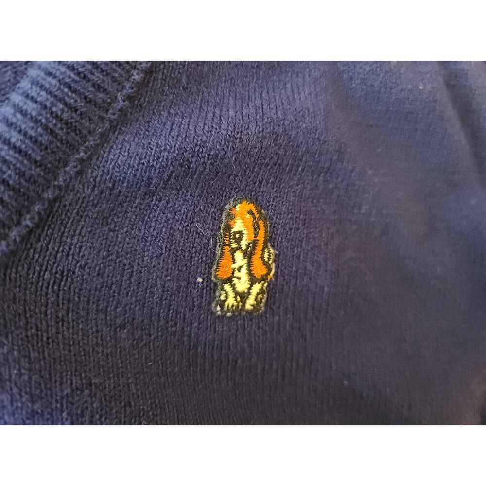 Vintage Hush Puppies bright blue long sleeve v-neck sweater dog logo - XS / S - Picture 4 of 5
